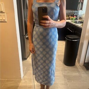 Diane Von Furstenberg Blue Geometric Midi Dress